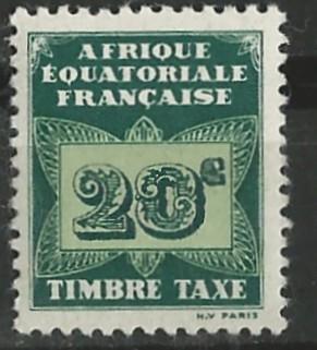 French Equatorial Africa # J3  Postage Due - Butterfly 20c (1) Unused VF