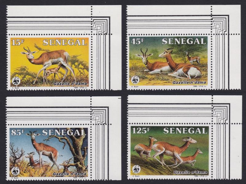 Senegal WWF Dama Gazelle 4v Corners with Margins SG#848-851 SC#677-680