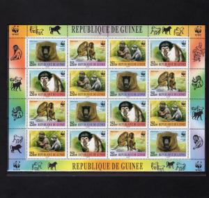 Guinea 2000 WWF Mangabey & Baboon Mini-Sheetlet (16) MNH  Groth #275