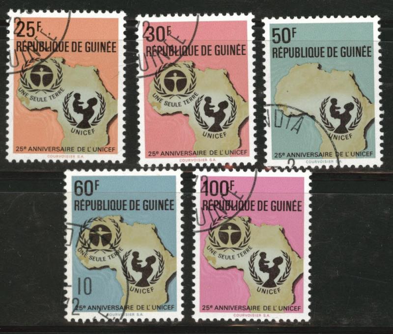 Guinea Scott 588-592 1971 UNICEF stamp set