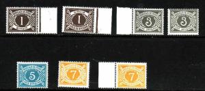 Ireland-Sc#J15//J20-seven unused NH postage dues-Watermark inverted-1971-