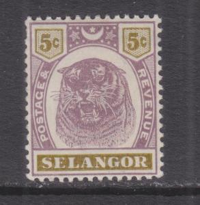 SELANGOR, 1895 Tiger, 5c. Purple & Olive Yellow, lhm.