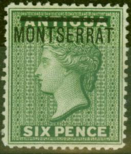 Montserrat 1876 6d Green SG2 Fine & Fresh Lightly Mtd Mint