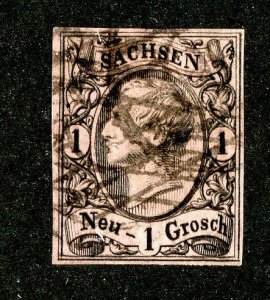 1855 Saxony Sc #10 used cv.$8 ( 2560 WWX )