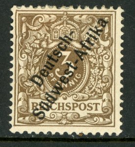 Germany 1897 SWA 3pf Dark Brown Scott 1 Mint E382