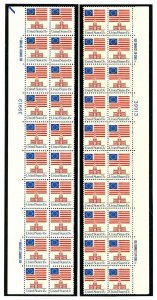 US  1622C  Star Flag Over Indep Hall -  L and R Plate Strips of 20 MNH-BlkZip