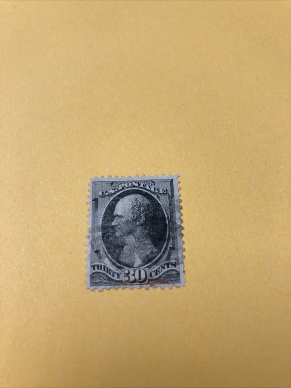 .US.Stamp:Sc#154 USED, 30c, Black Hamilton,The National Banknote Co 1870's