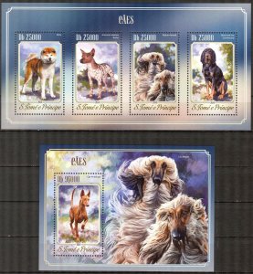 Sao Tome and Principe 2014 Dogs sheet + S/S MNH