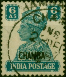 Chamba 1940 6a Turquoise-Green SG117 Fine Used 'CHAMBA INS CDS' Scarce Cancel