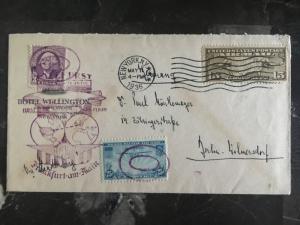 1936 New York USA Hindenburg Zeppelin FFC cover Germany LZ 129 Hotel Wellington