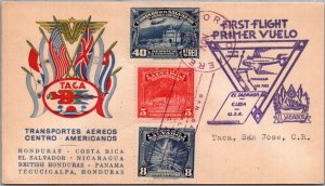 EL SALVADOR 1946 POSTAL CACHET TACA FIRST FLIGHT AIRMAIL COVER ADDR COSTA RICA