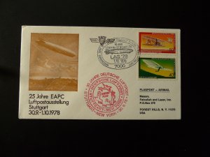 special flight cover Stuttgart New York for 30 years of Luftpost Germany 1978