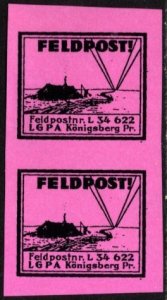 1944 Germany WW II Reich Local Post LPGA Königsberg Feldpost Pair Reprint