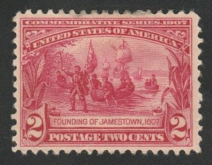 OAS-CNY 12785 US SCOTT 329 1907 2¢ Jamestown Commemorative MH $42 XF