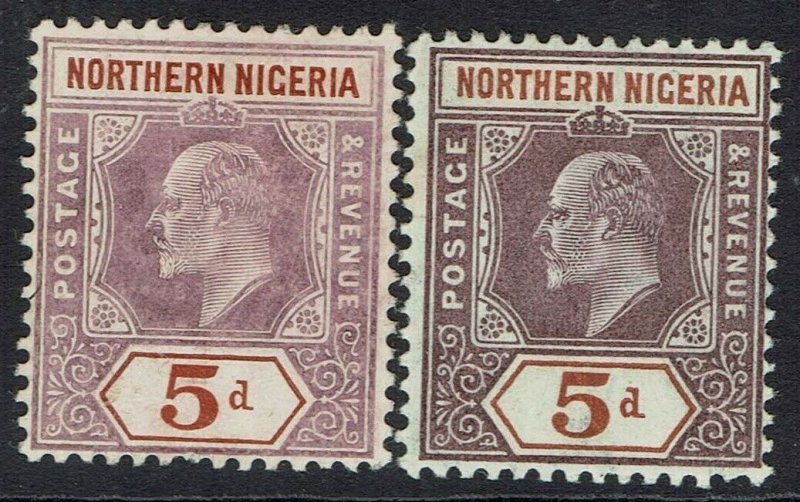 NORTHERN NIGERIA 1905 KEVII 5D BOTH PAPERS WMK MULTI CROWN CA