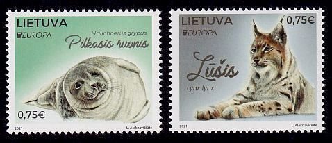 Lithuania Sc# 1183-4 MNH Europa 2021 / Endangered Animals