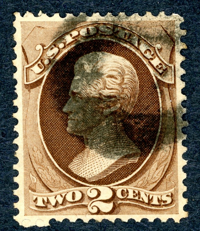 US #146 1870-71 2c Jackson. Used VF Dark Cancel.