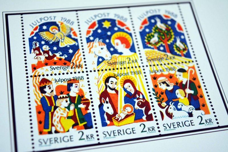 COLOR PRINTED SWEDEN 1971-1988 STAMP ALBUM PAGES (62 illustrated pages)