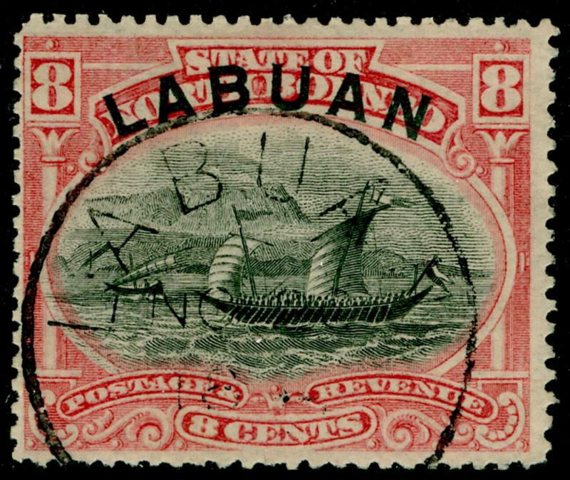 LABUAN SG69, 8c pink, FINE USED, CDS. Cat £35. P.15