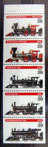 S13 US 2847c Locomotive bklet Pane 29c stp of 5 MNH cv $3.50