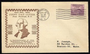 United States First Day Covers #727-64, 1933 3c Peace of 1783, N. Joseph cach...