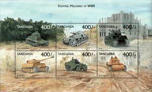 Tanzania 2000 - Fighting Machines of WWII - Sheet of 6v - Scott 2028 - MNH