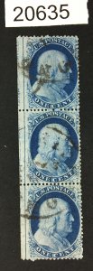 MOMEN: US STAMPS # 24 STRIP OF 3 USED LOT # 20635