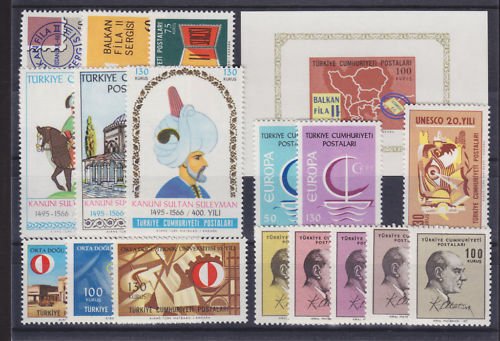 Turkey Sc 1711-1728 MNH. 1966 issues, 6 cplt sets + S/S