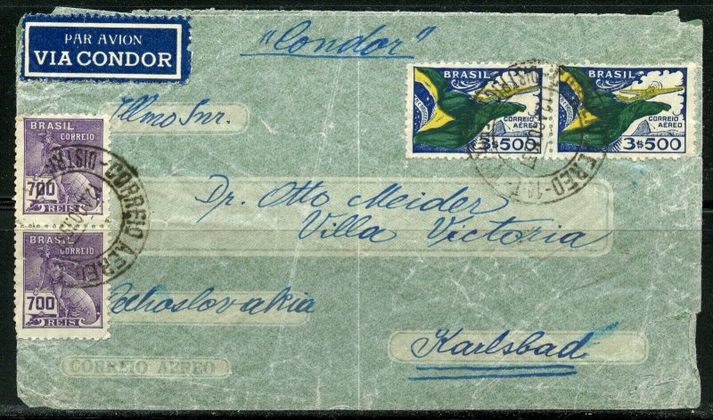 BRAZIL RIO DE JANEIRO RJ 8/12/37 AIR MAIL COVER TO KARLSBAD AS SHOWN 2