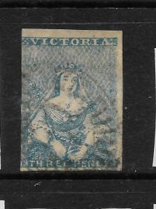 VICTORIA  1850-53  3d  BLUE  QV IMPERF  FU  SG 7