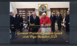 Bequia Grenadines St Vincent 2015 MNH Pope Benedict XVI Joachim Gauck 1v S/S