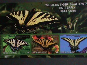 ​FERR ISLAND STAMP-2010 COLORFUL BEAUTIFUL LOVELY BUTTERFLY MNH MINI SHEET-VF