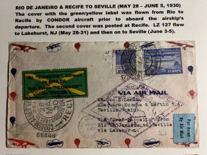 1930 Brazil Graf Zeppelin Airmail Cover Rio De Janeiro to Seville Spain LZ 127