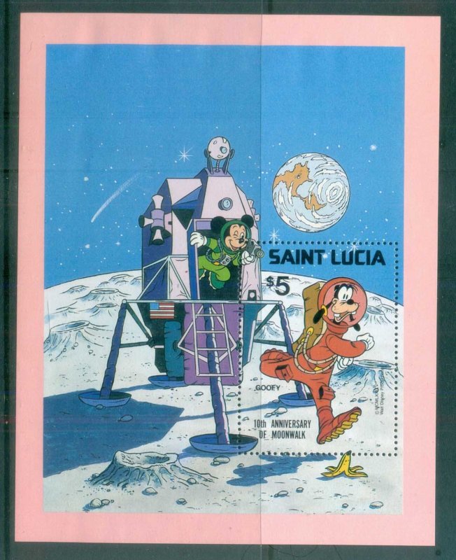 St Lucia 1984 Disney, Goofy on the Moon MS MUH lot77504