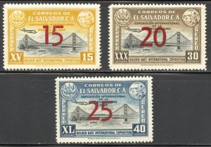 El Salvador Scott C86-88 Unused LHOG - 1944 #C66-C68 Surcharged - SCV $2.30