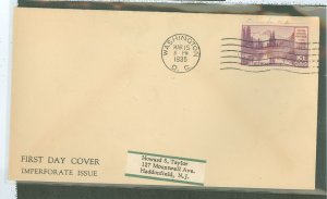 US 758 1935 3c Mt Rainier (part of the Natl Parks series) imperf/Farley special printing on an addressed (label) FDC with a gene