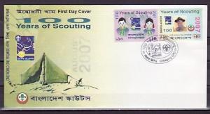 Bangladesh, Scott cat. 721 A-B. 100 Years of Scouting. First Day Cover.