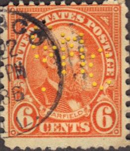 US Used 6 cent Scott# 638 Garfield Perfinned Fine