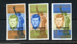 SHARJAH 1964 J.F. KENNEDY OVP'TD IN MEMORIAM W. CHURCHILL IMPERF ERROR SET NH