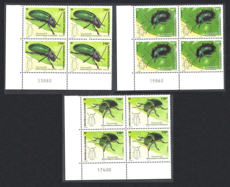 New Caledonia Leaf Beetles Chrysomelidae Insects 3v Bottom Left Blocks of 4