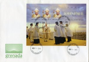 GRENADA  2011 5th MEMORIAL ANN. OF POPE JOHN PAUL II IMPERF SHEET ON FDC