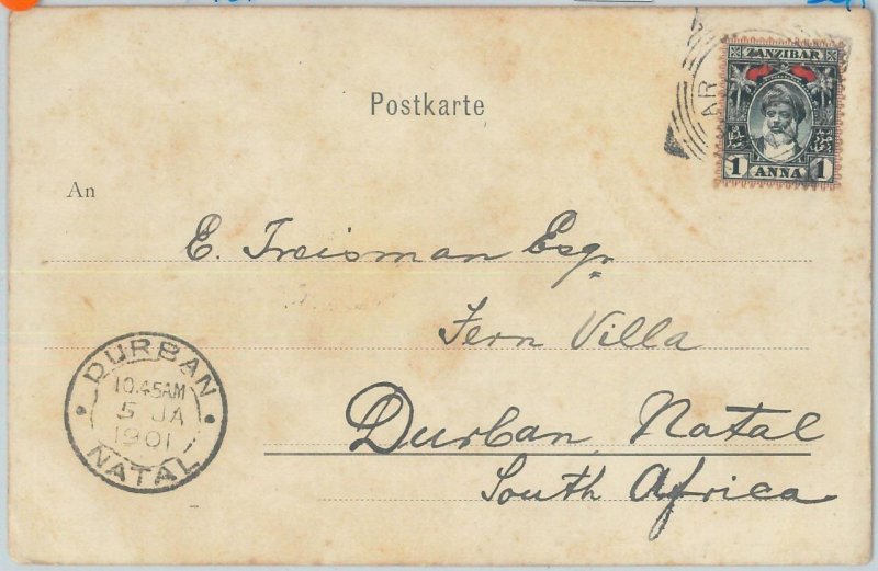 82681 - ZANZIBAR  - Postal History -  POSTCARD to SOUTH AFRICA  1901