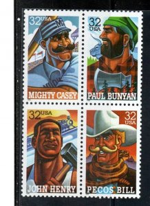 3083 - 3086 * FOLK HEROES *   U.S. Postage Stamps Block Of 4 MNH (1)