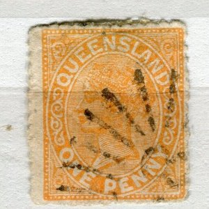 QUEENSLAND; 1890s early classic QV issue fine used Shade of 1d. value