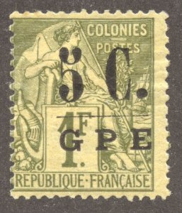 Guadeloupe Scott 11 (Y&T 11) Unused HRMOG - 1891 5c on 1fr Surcharge -SCV $16.00