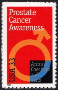 SC#3315 33¢ Prostate Cancer Awareness Single (1999) SA