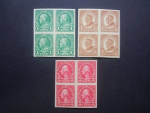 1923 #575 #576 #577 Imperforated Blocks of 4 MNH OG VF #11 Includes New Mounts