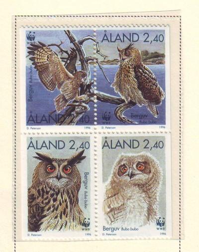 Aland Sc  122-5 1996 Owls WWF stamp set mint NH
