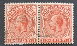 FALKLAND ISLANDS 1925 GV 1d PAIR  FINE USED