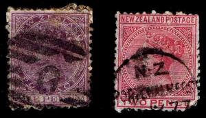 1874 NEW ZEALAND #51-52 QUEEN VICTORIA - USED - VF - CV$16.50 (ESP#1867)